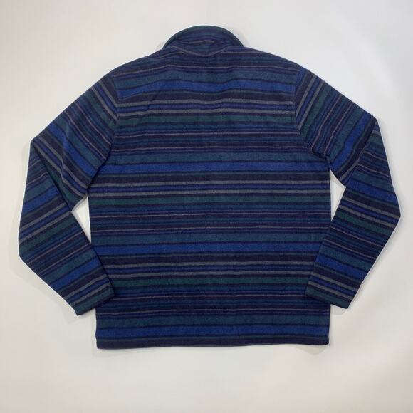 Eddie Bauer Fleece Mens L Large Blues Gray Striped 1/4 Zip Pullover Sweatshirt - Picture 7 of 12
